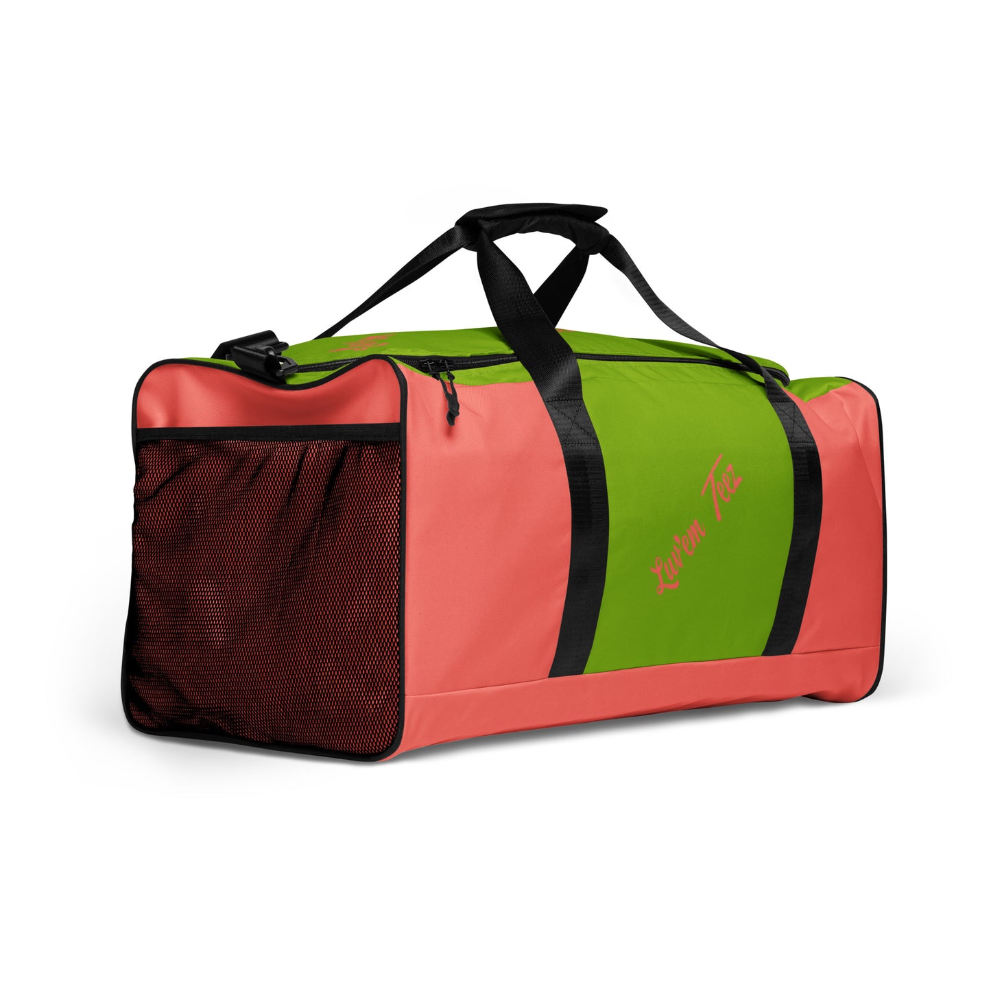 Luv'em Salmon Pink and Apple Green Duffle Bag
