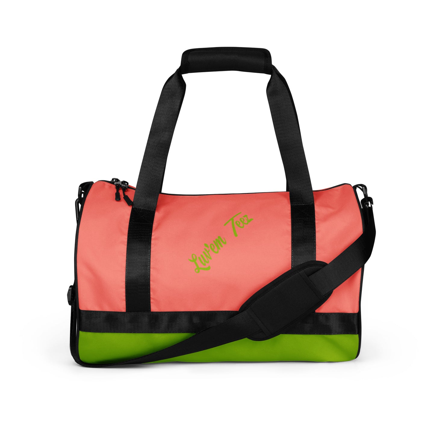 Luv'em Salmon Pink and Apple Green Gym Bag
