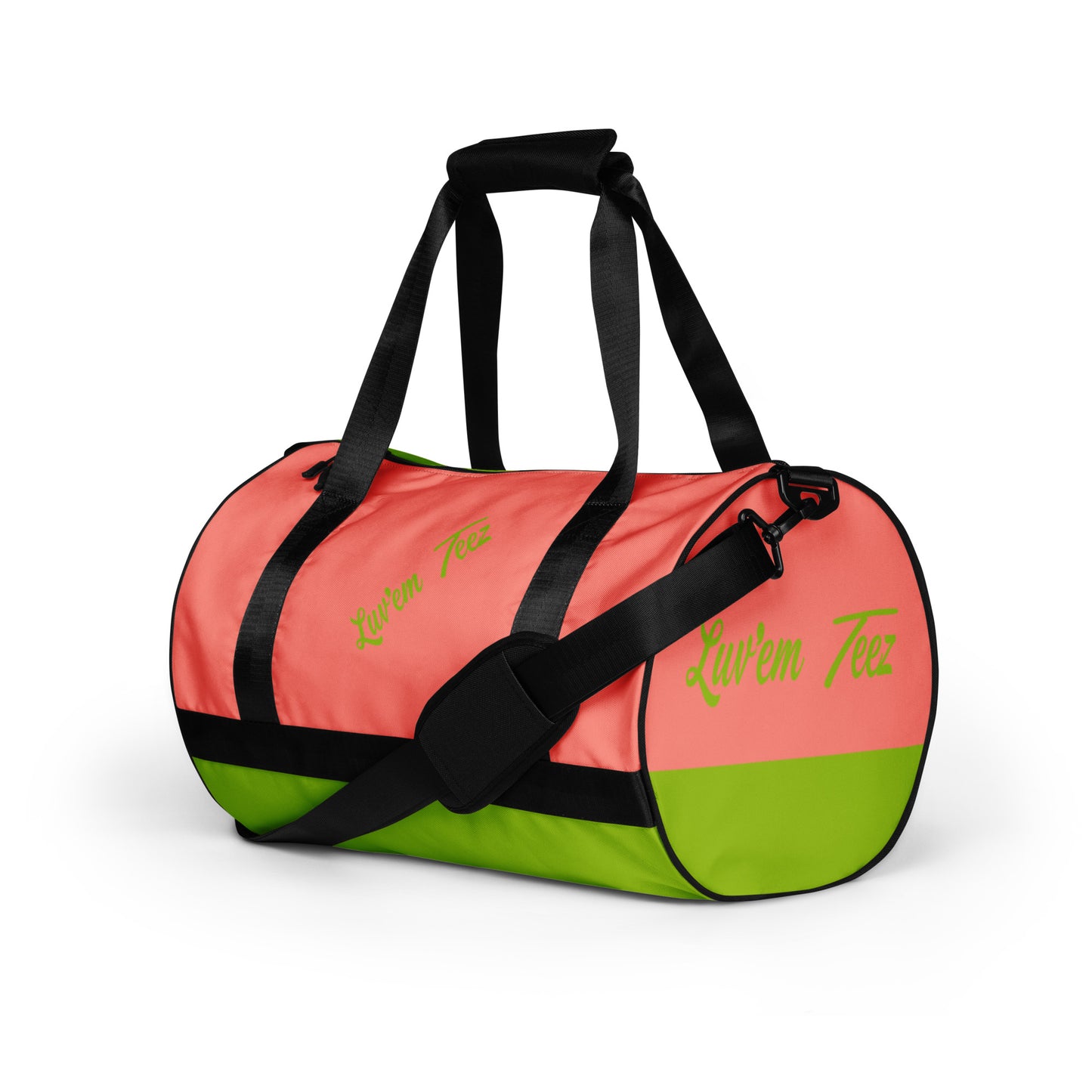 Luv'em Salmon Pink and Apple Green Gym Bag