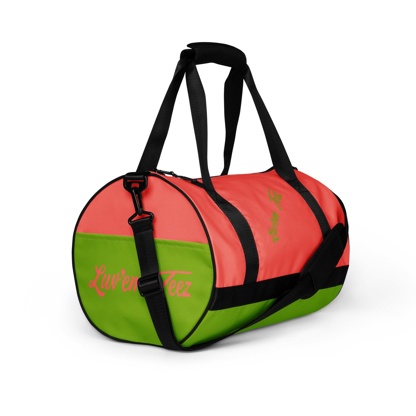 Luv'em Salmon Pink and Apple Green Gym Bag
