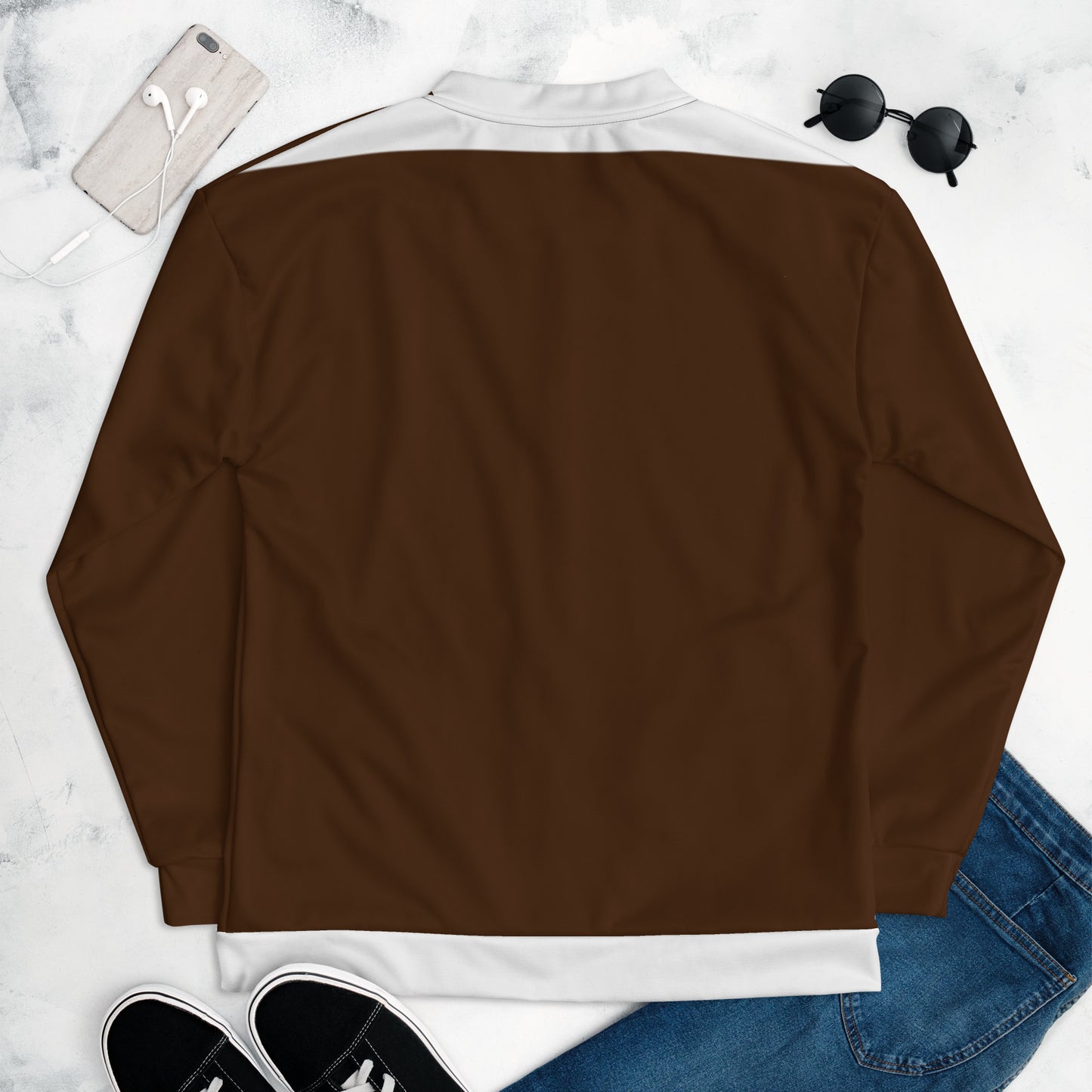 Luv'em Brown and White Unisex Bomber Jacket