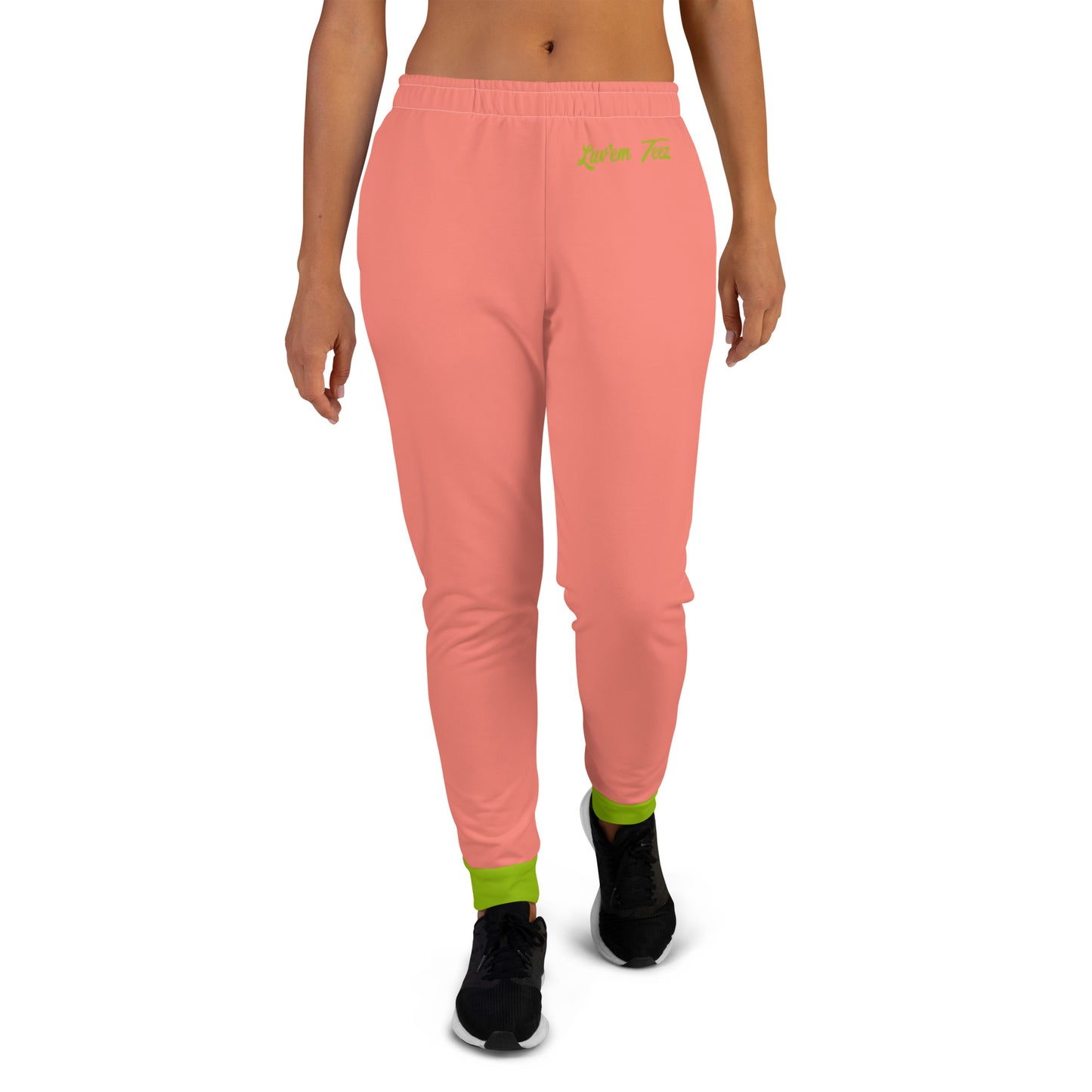 Joggers de mujer Luv'em rosa salmón y verde manzana