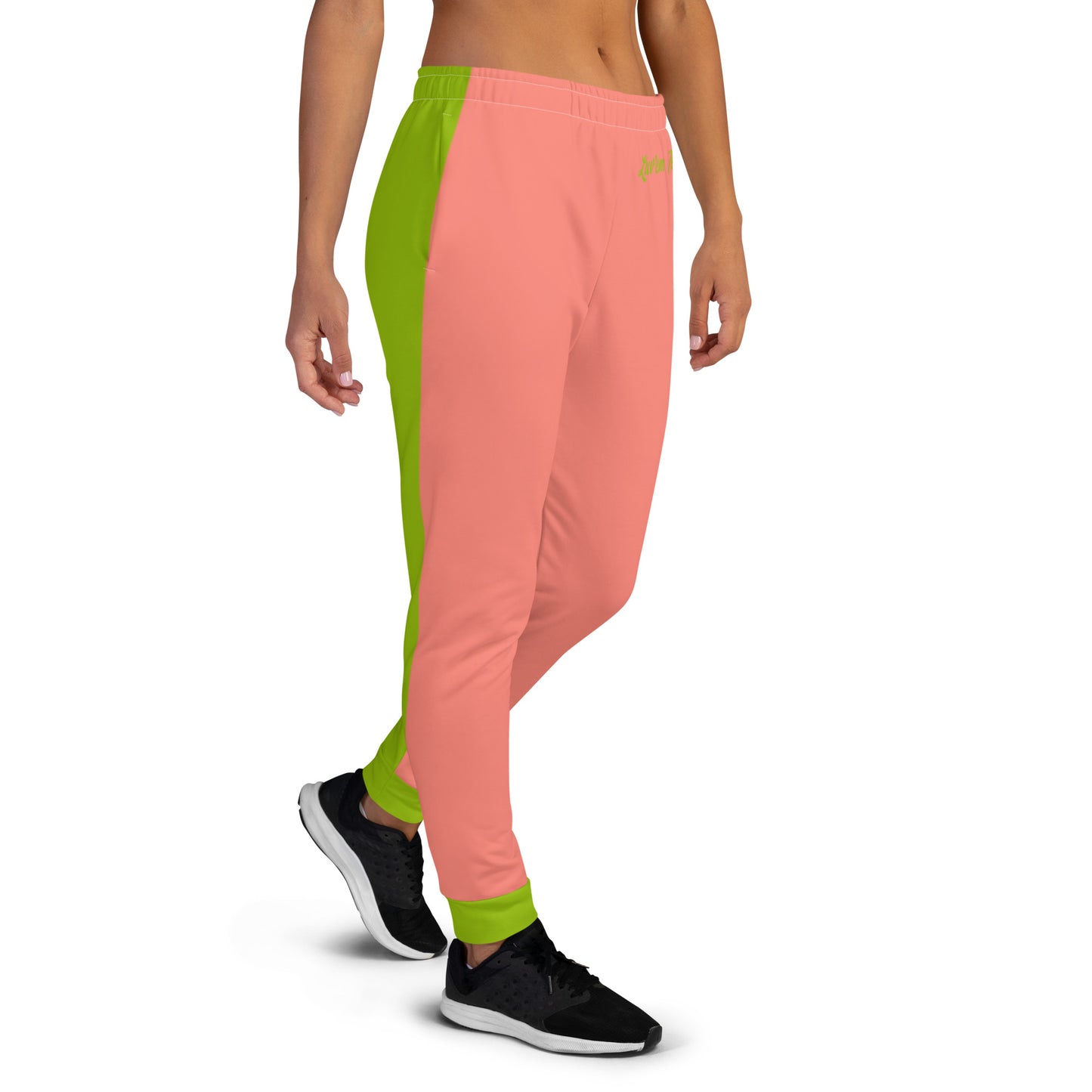 Joggers de mujer Luv'em rosa salmón y verde manzana