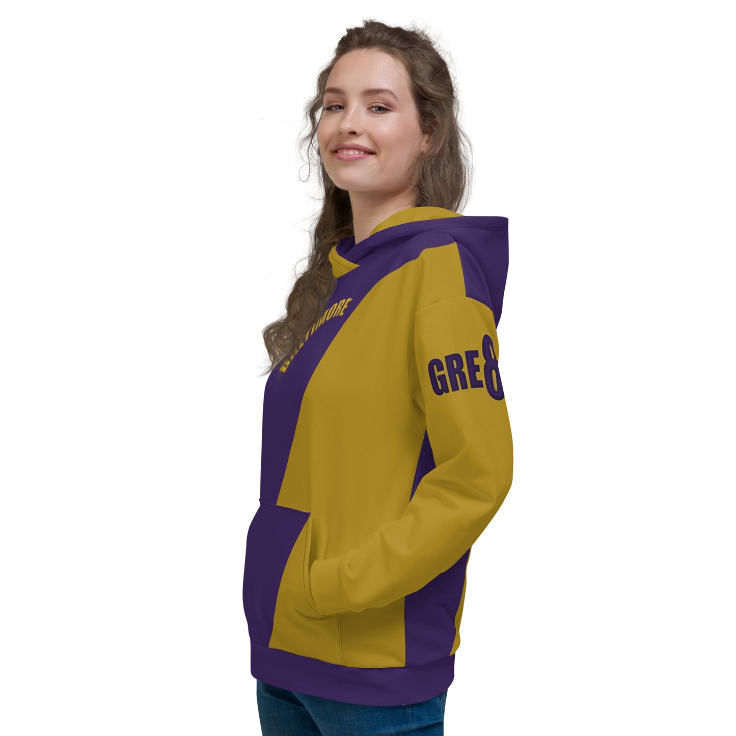 Great with 8 Purple and Gold Unisex Hoodie