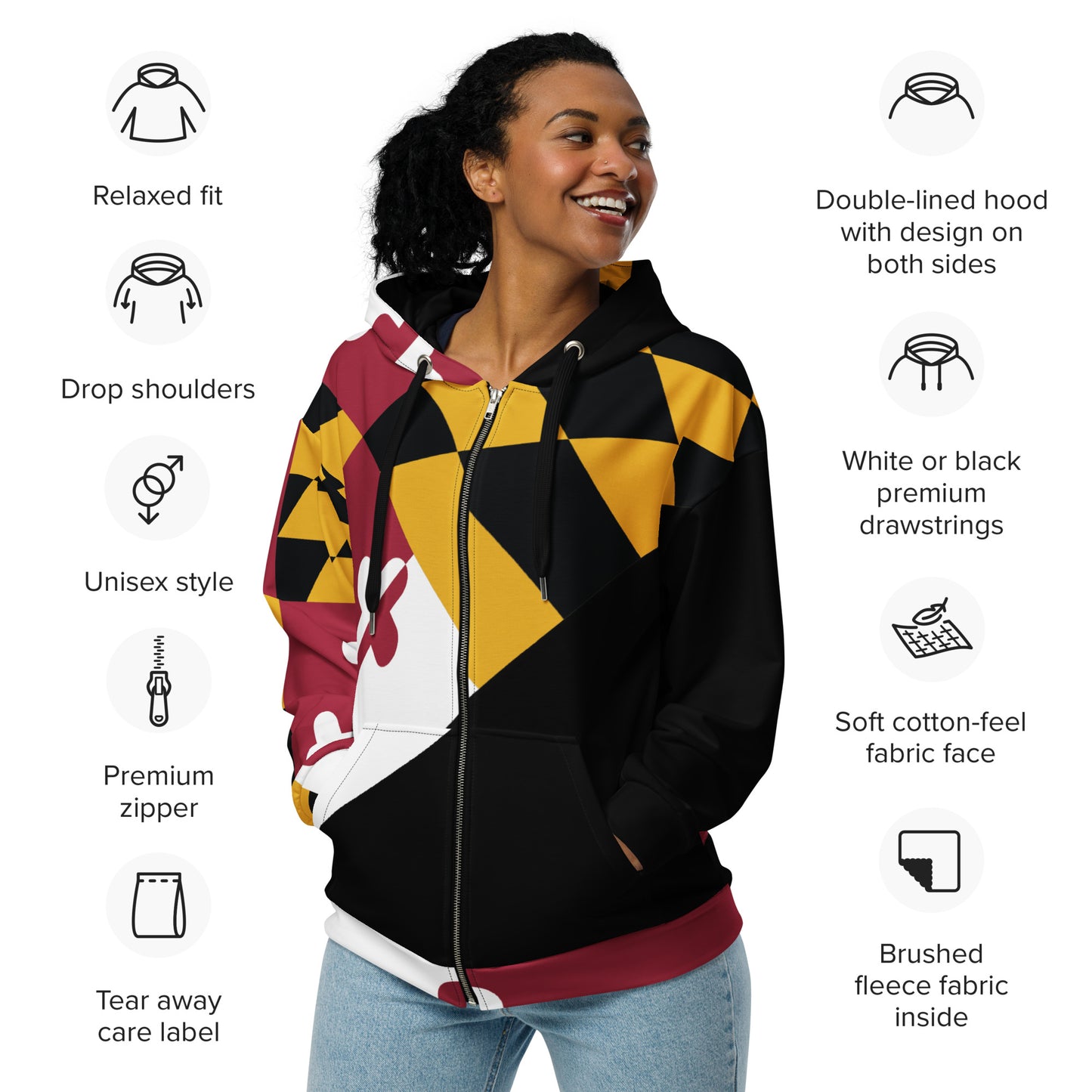 Maryland Unisex Zip Hoodie