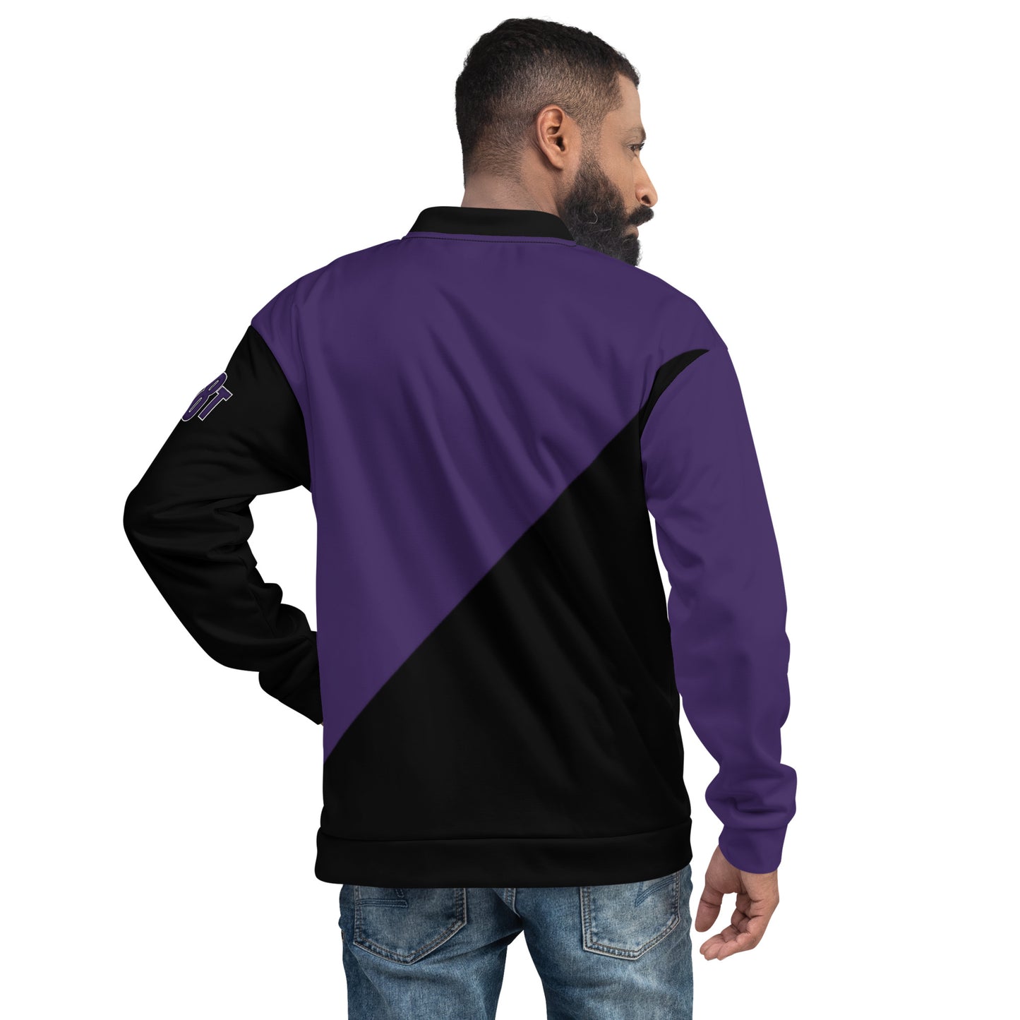 Great with 8 Purple and Black Unisex Bomber Jacket