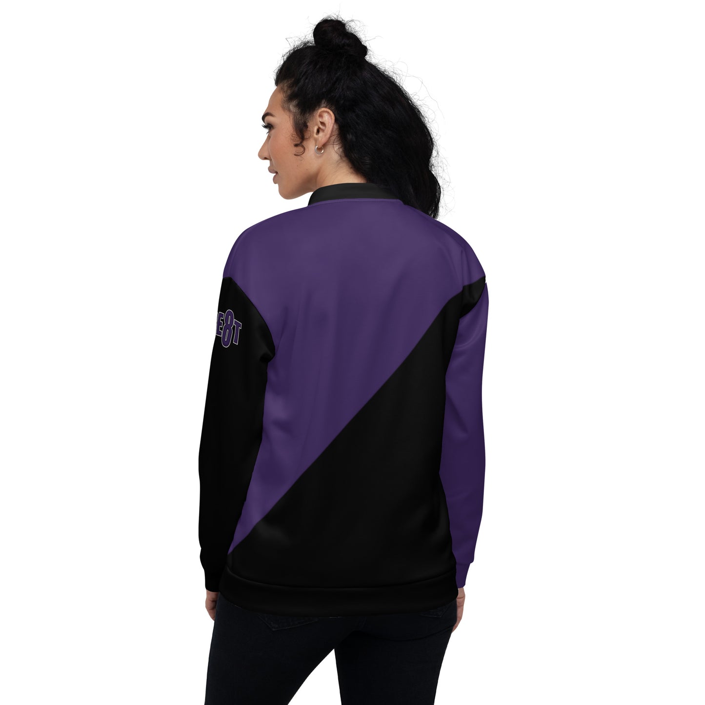 Great with 8 Purple and Black Unisex Bomber Jacket