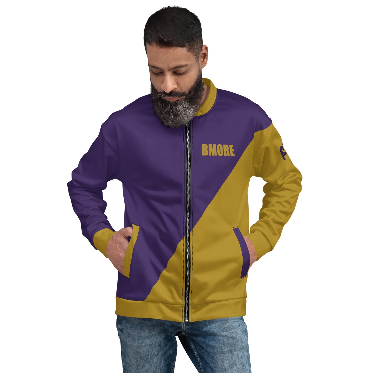 Great with 8 Purple and Gold Unisex Bomber Jacket