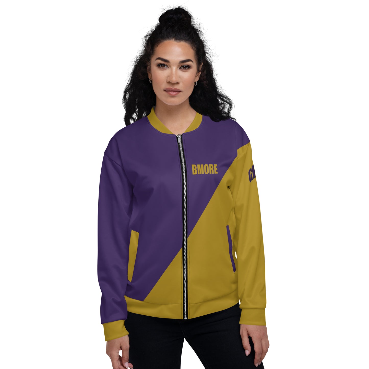 Great with 8 Purple and Gold Unisex Bomber Jacket