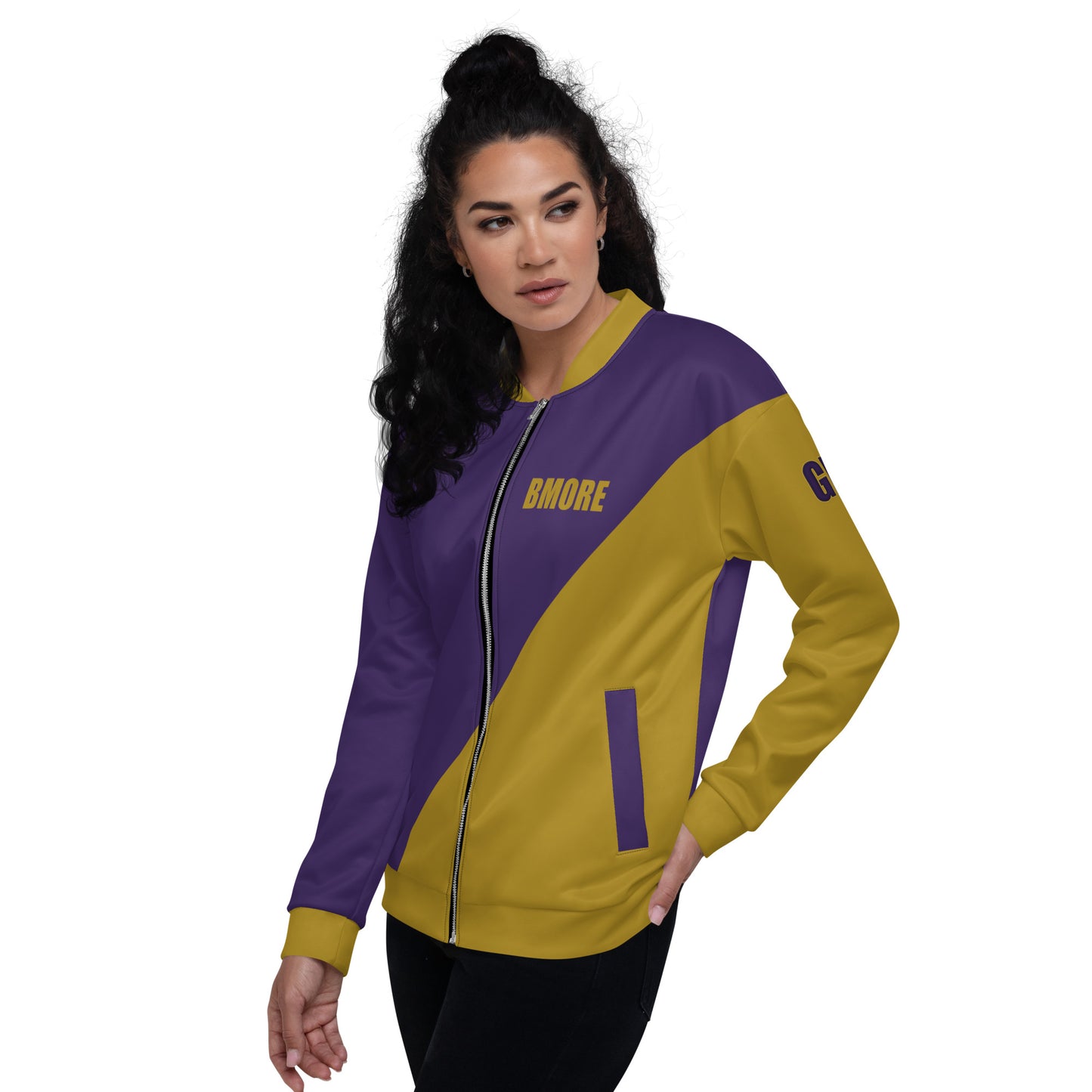 Great with 8 Purple and Gold Unisex Bomber Jacket