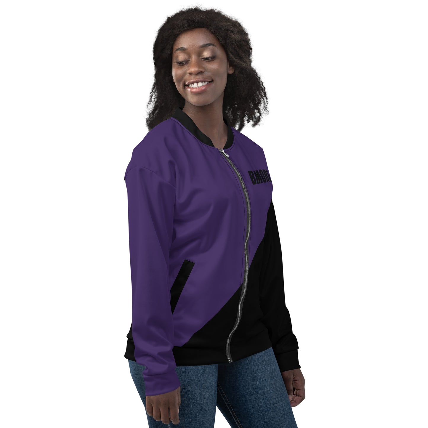 Great with 8 Purple and Black Unisex Bomber Jacket