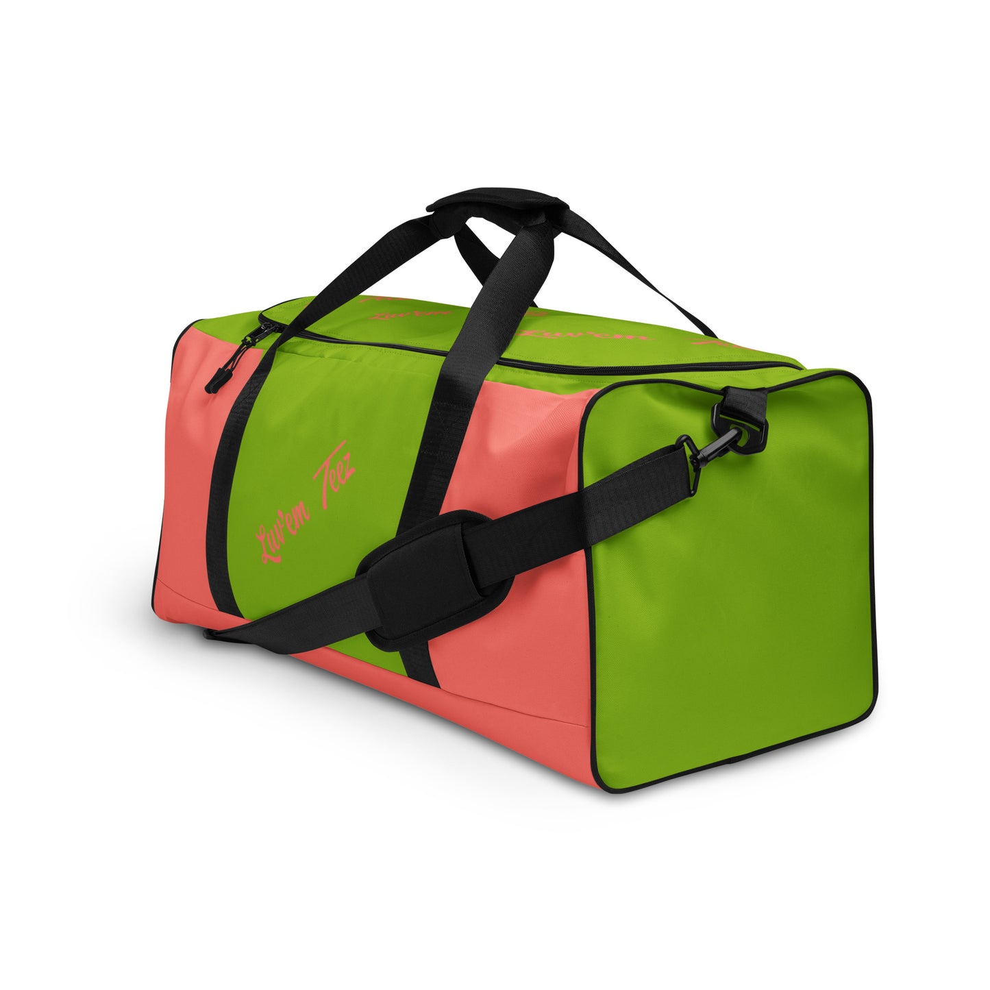 Luv'em Salmon Pink and Apple Green Duffle Bag