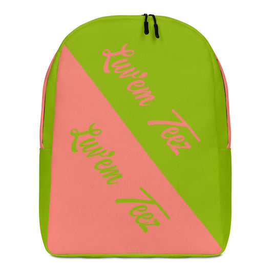 Luv'em Salmon Pink and Apple Green Minimalist Backpack