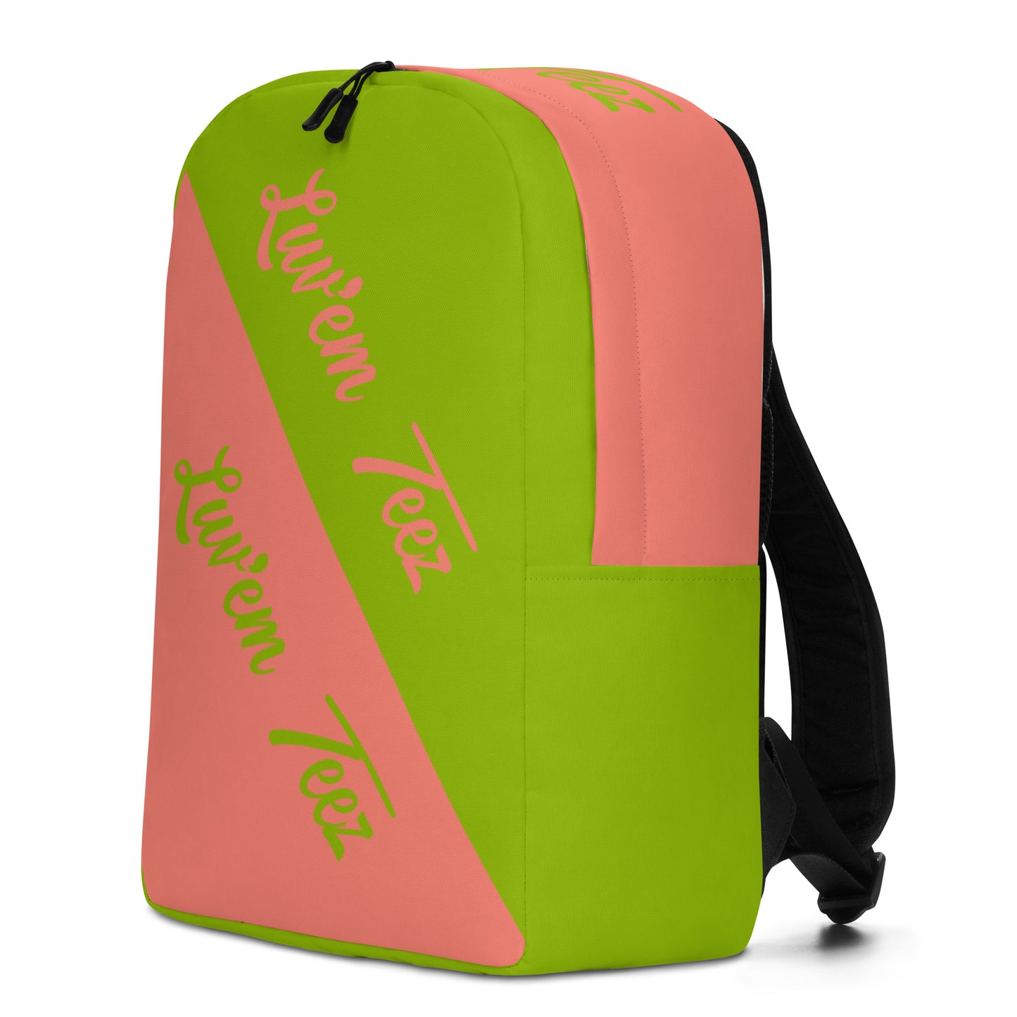 Luv'em Salmon Pink and Apple Green Minimalist Backpack