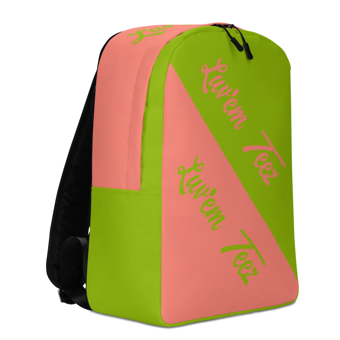 Luv'em Salmon Pink and Apple Green Minimalist Backpack