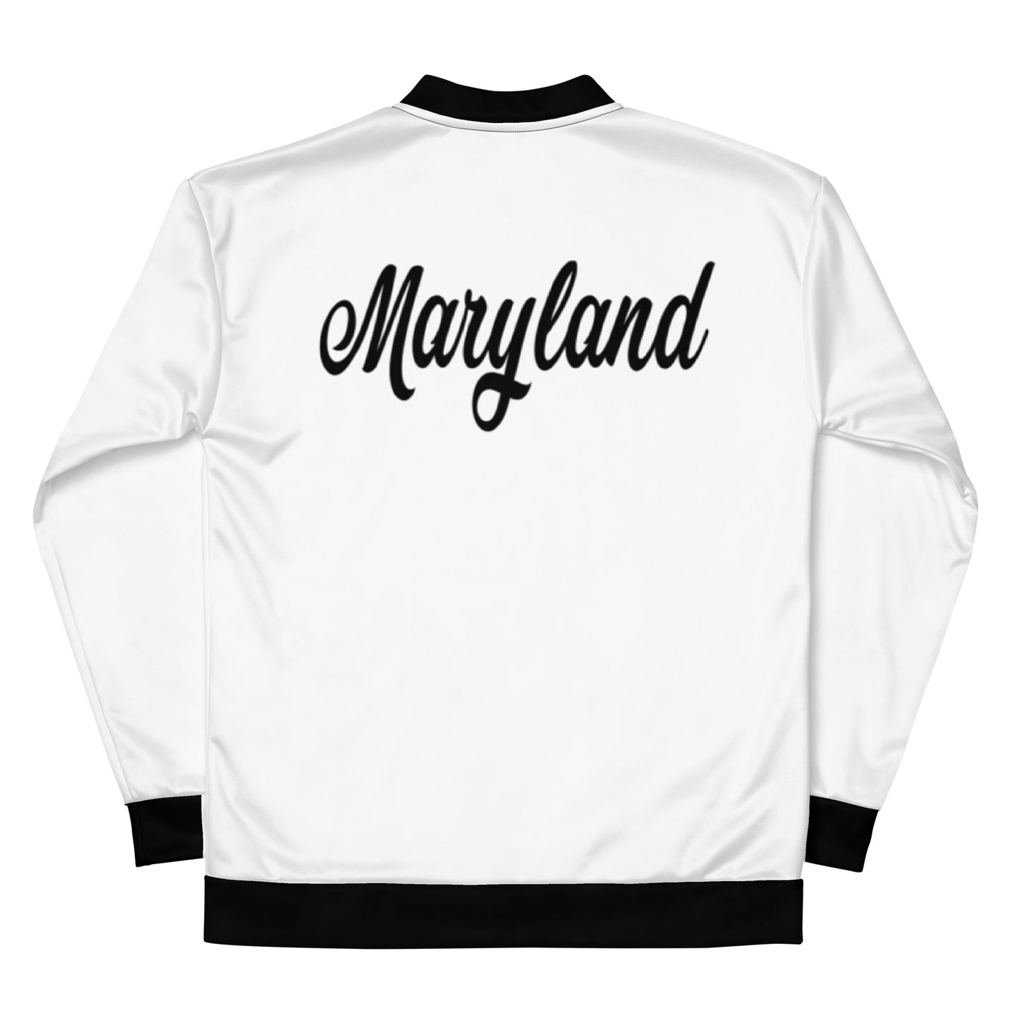 Maryland White and Black Unisex Bomber Jacket