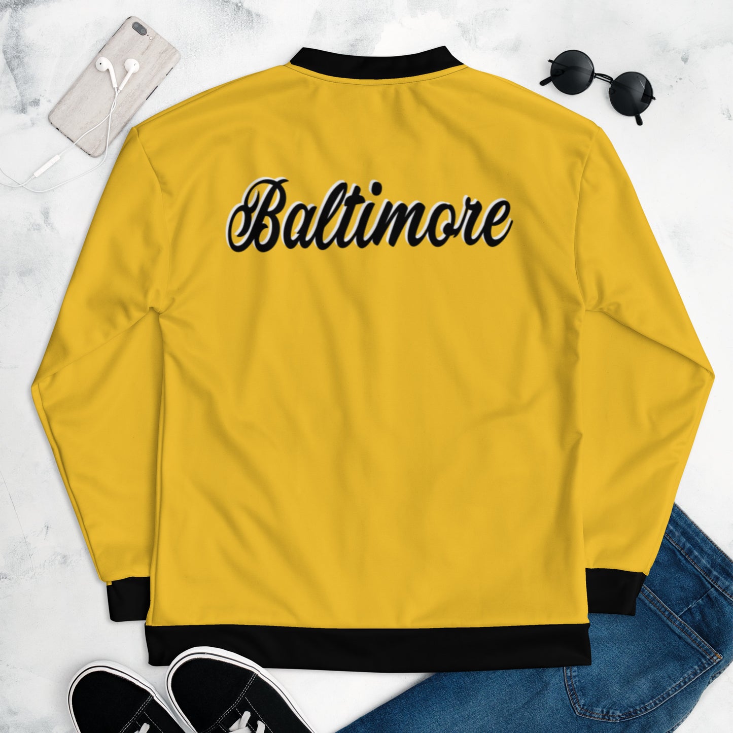 Baltimore Yellow and Black Unisex Bomber Jacket