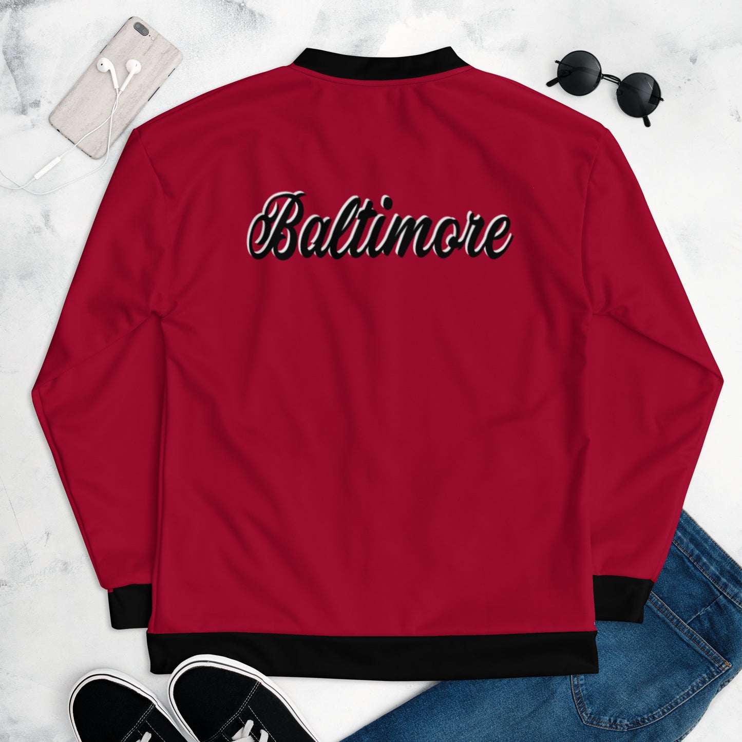 Baltimore Red and Black Unisex Bomber Jacket