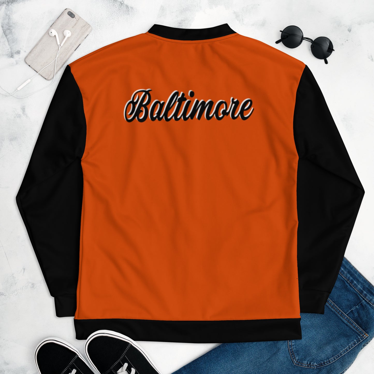 Baltimore Orange and Black Unisex Bomber Jacket