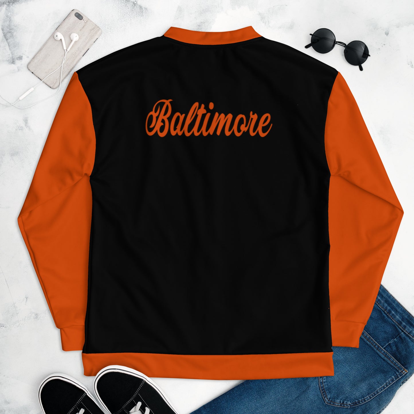 Baltimore Orange and Black Unisex Bomber Jacket