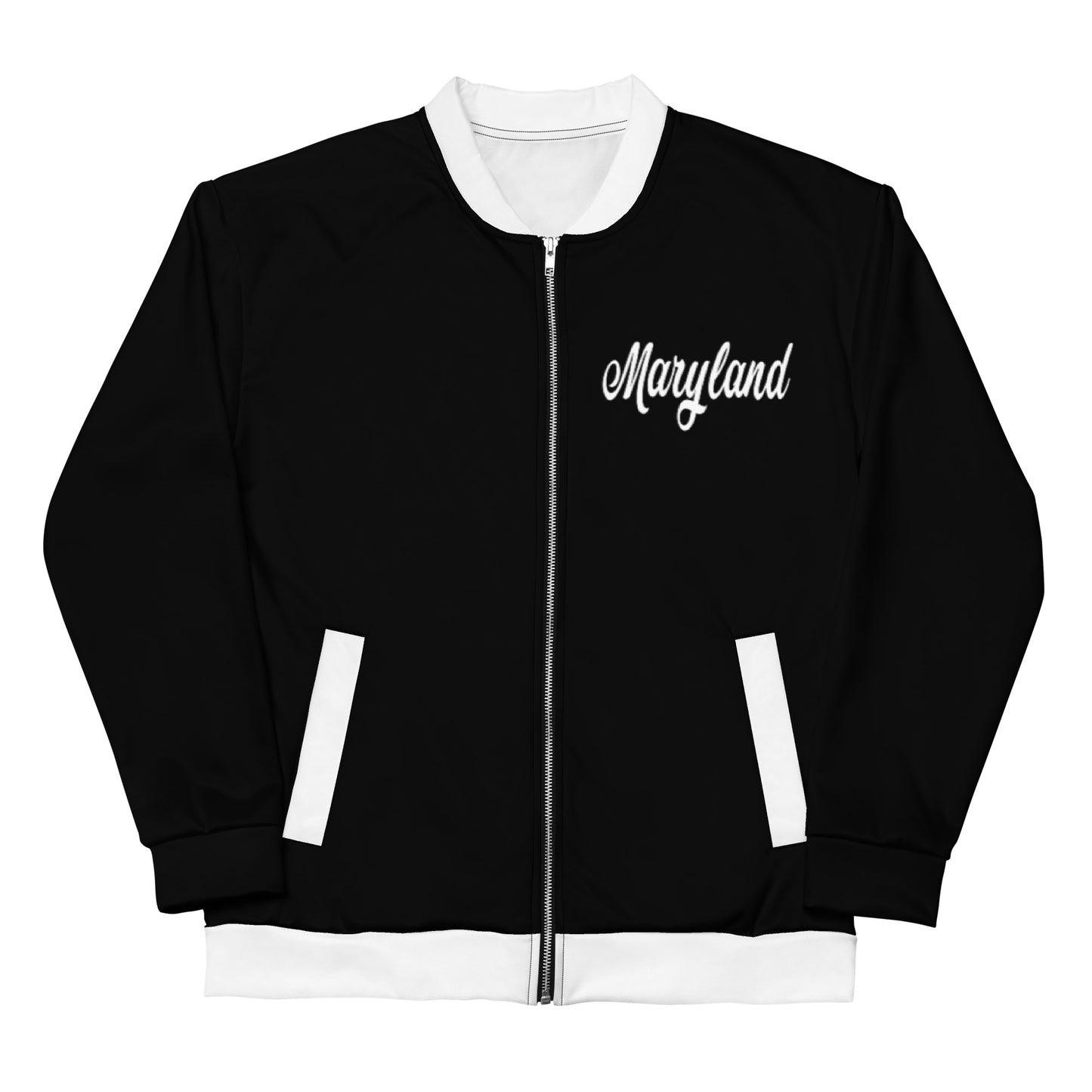 Maryland Black and White Unisex Bomber Jacket