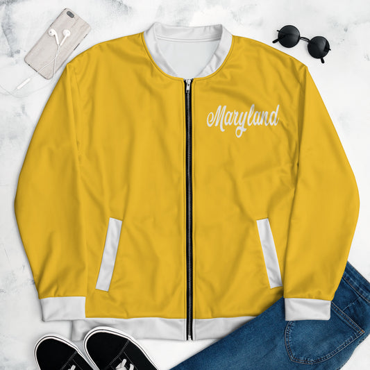 Maryland Yellow and White Unisex Bomber Jacket