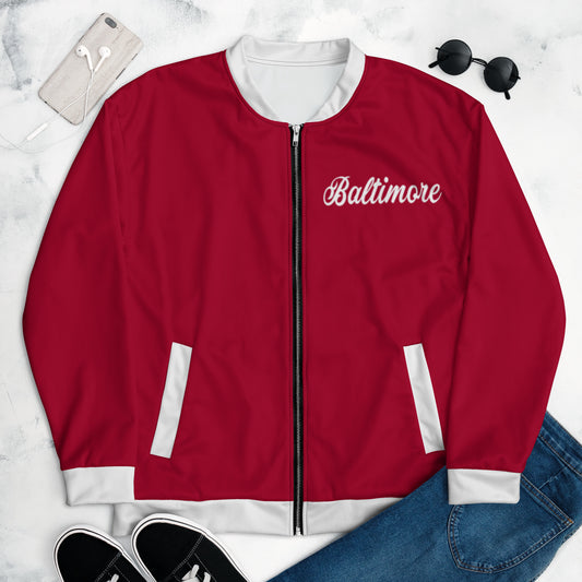 Chaqueta Bomber Unisex Baltimore Roja y Blanca