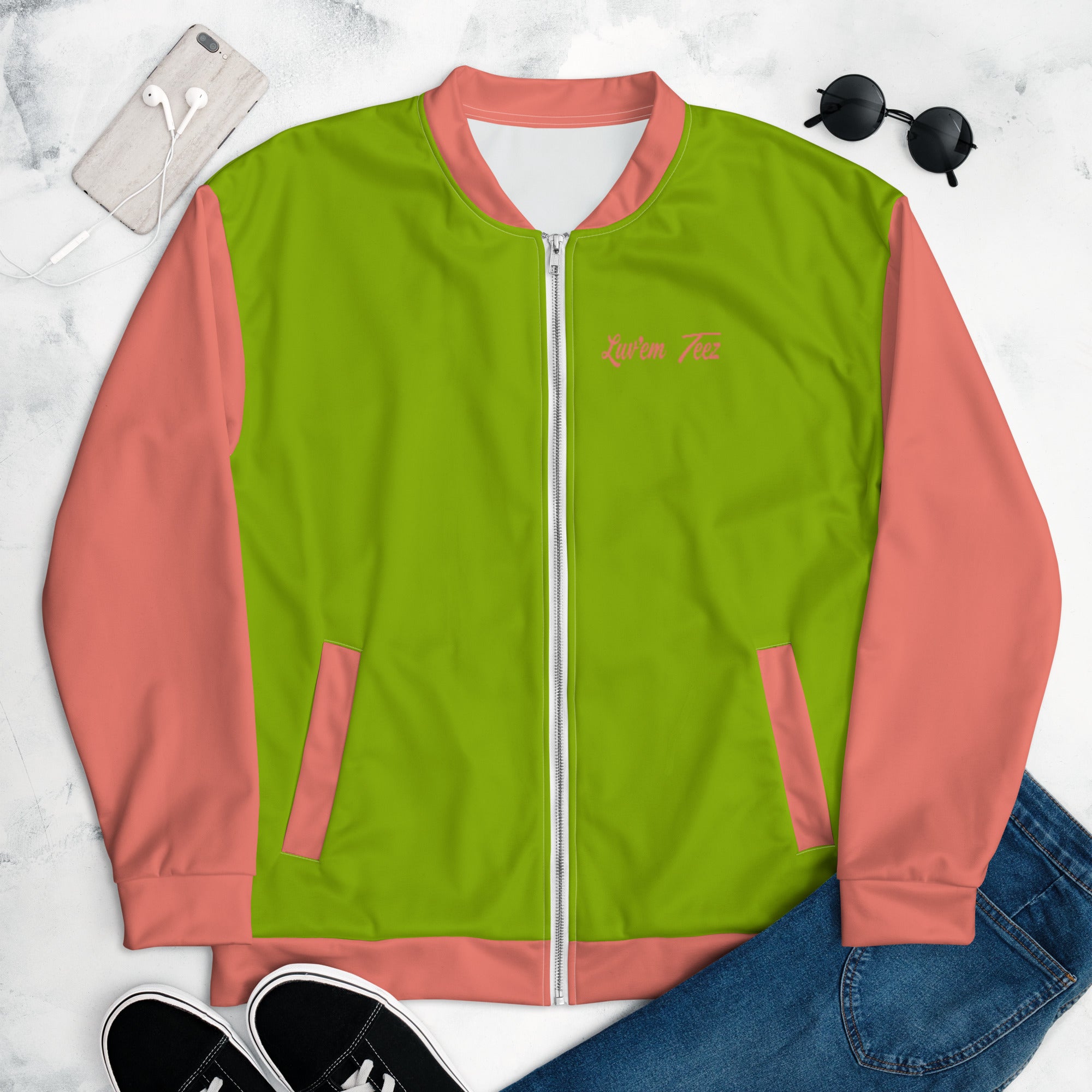 Salmon sales bomber jacket