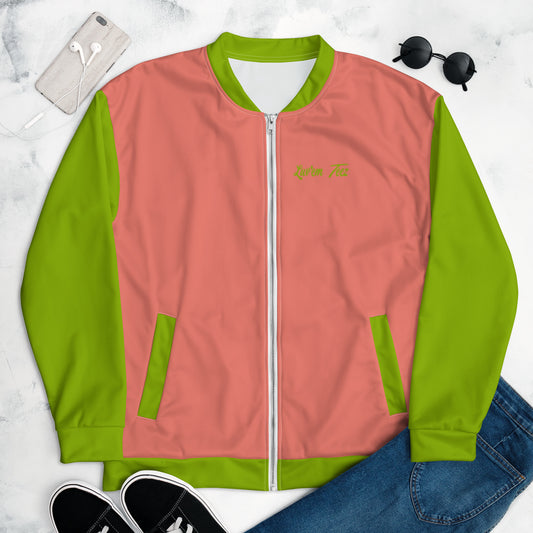 Luv'em Salmon Pink and Apple Green Unisex Bomber Jacket