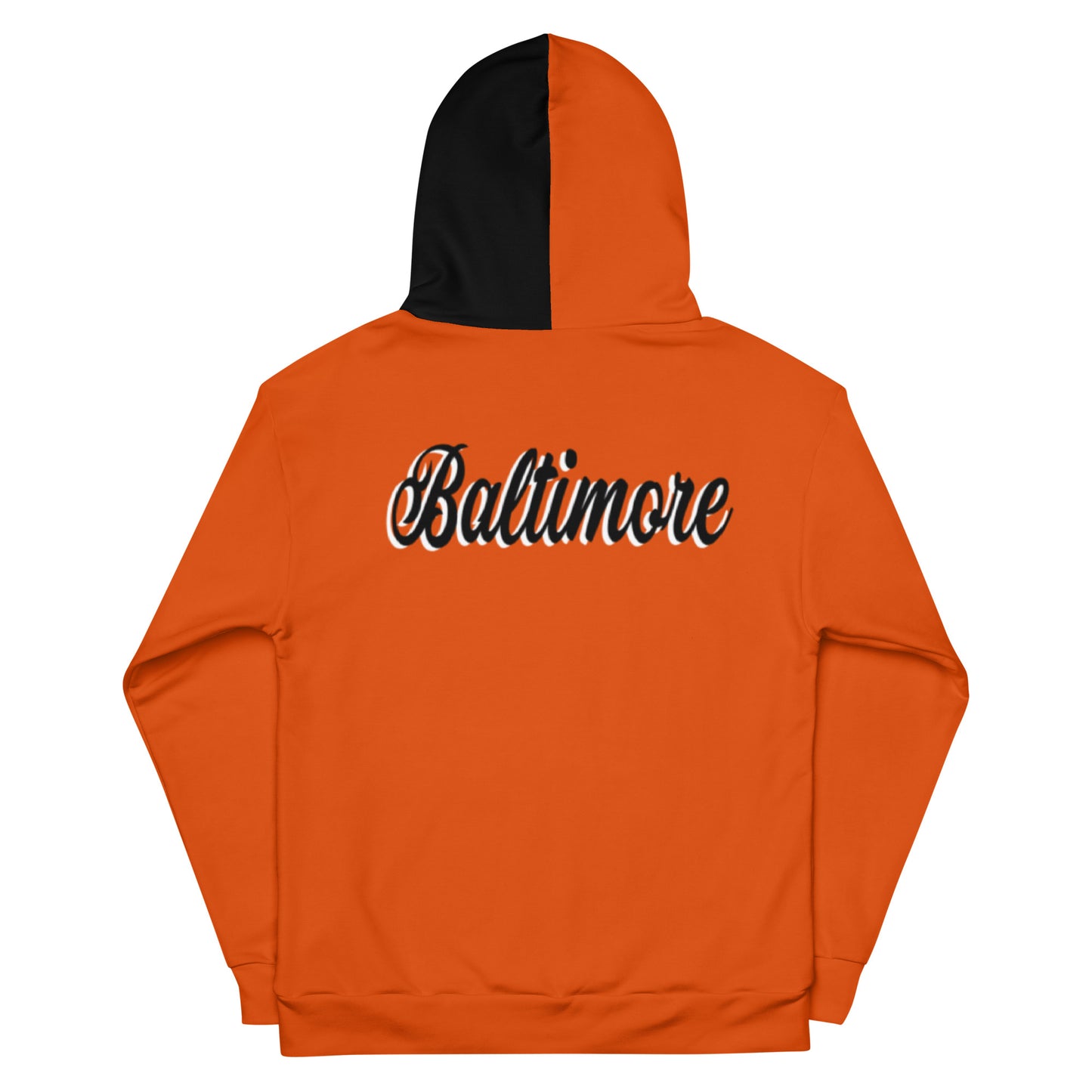 Sudadera con capucha unisex Baltimore naranja y negra