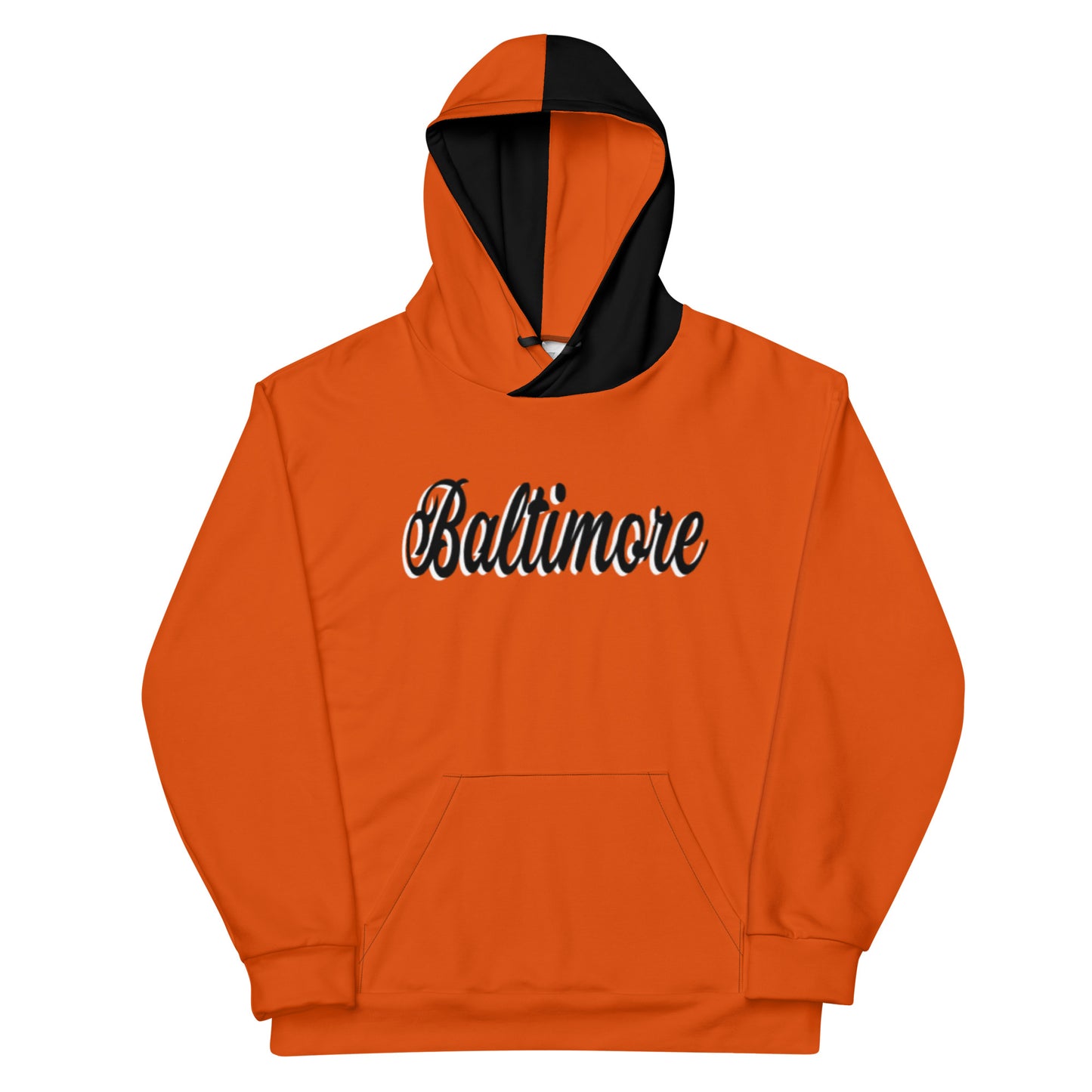 Sudadera con capucha unisex Baltimore naranja y negra