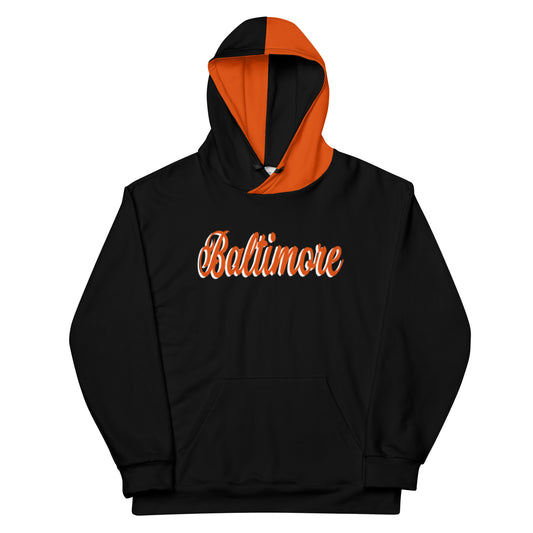 Luv'em Baltimore sudadera con capucha naranja y negra unisex