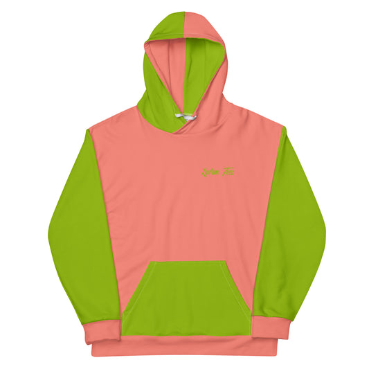 Luv'em Salmon Pink and Apple Green Unisex Hoodie