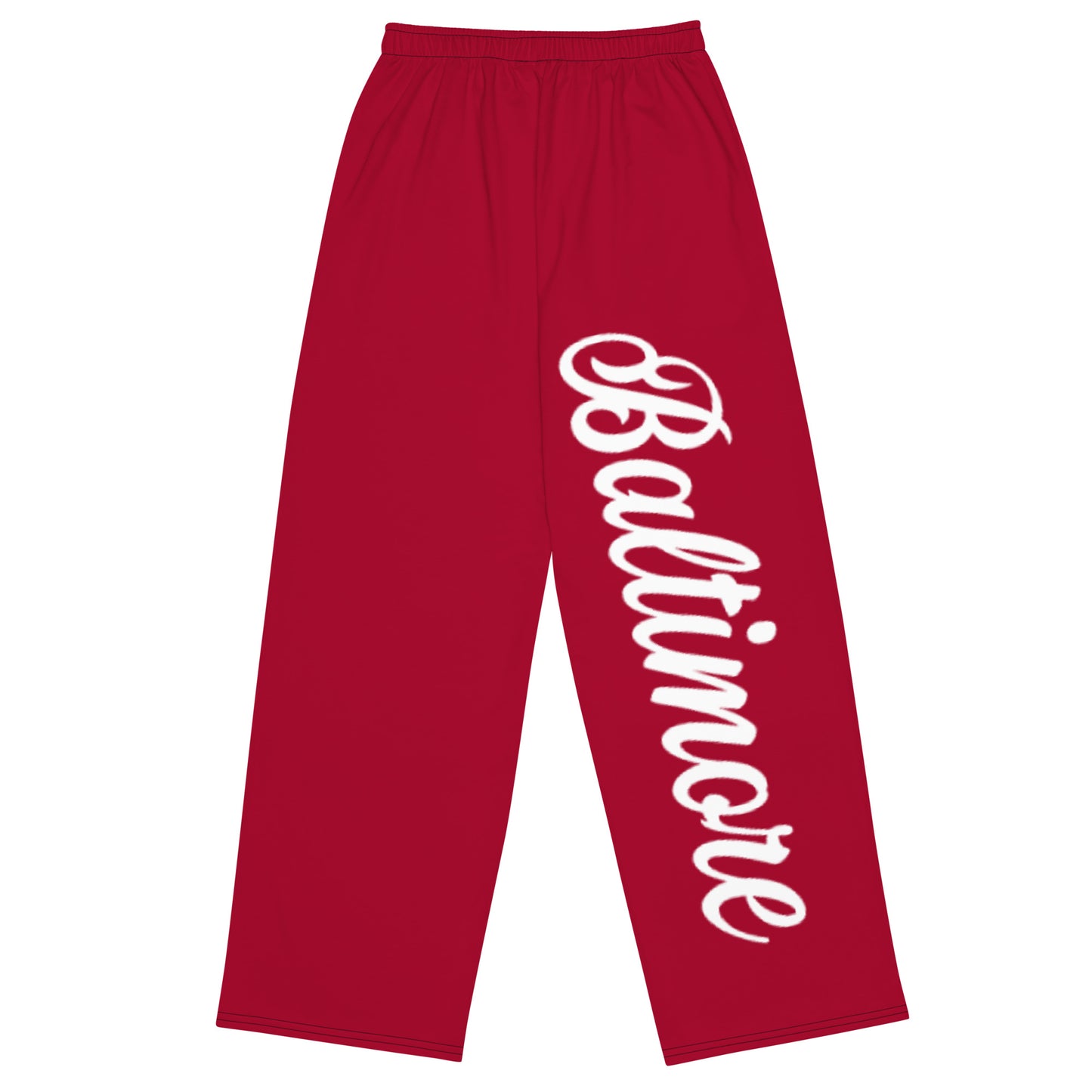 Pantalones anchos unisex de color rojo y blanco de Baltimore