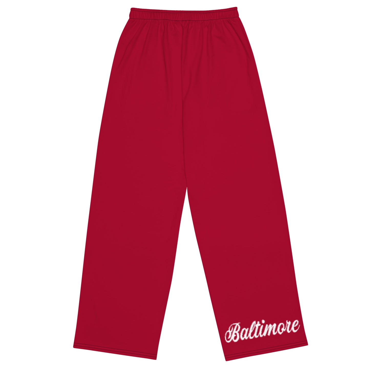 Pantalones anchos unisex de color rojo y blanco de Baltimore