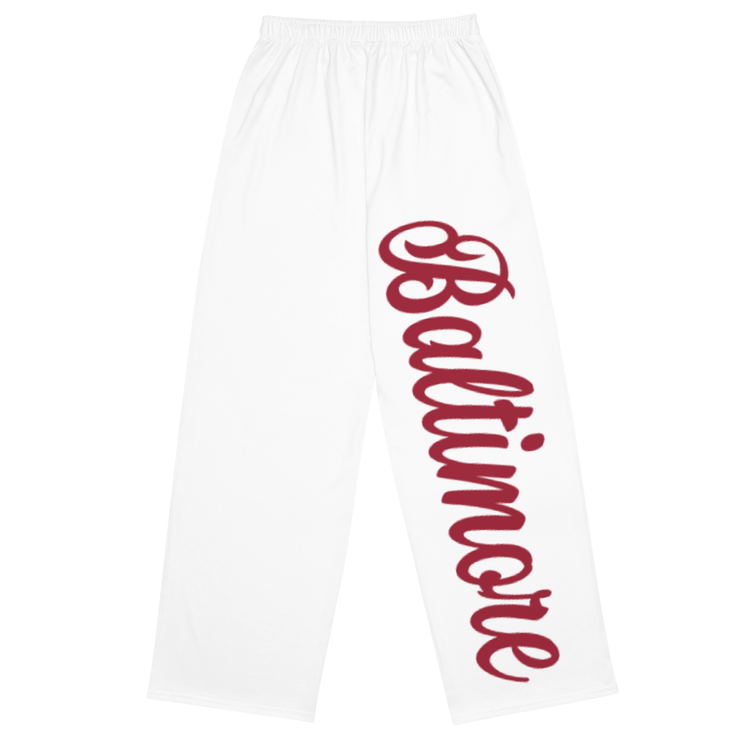 Baltimore White and Red Unisex Wide-Leg Pants