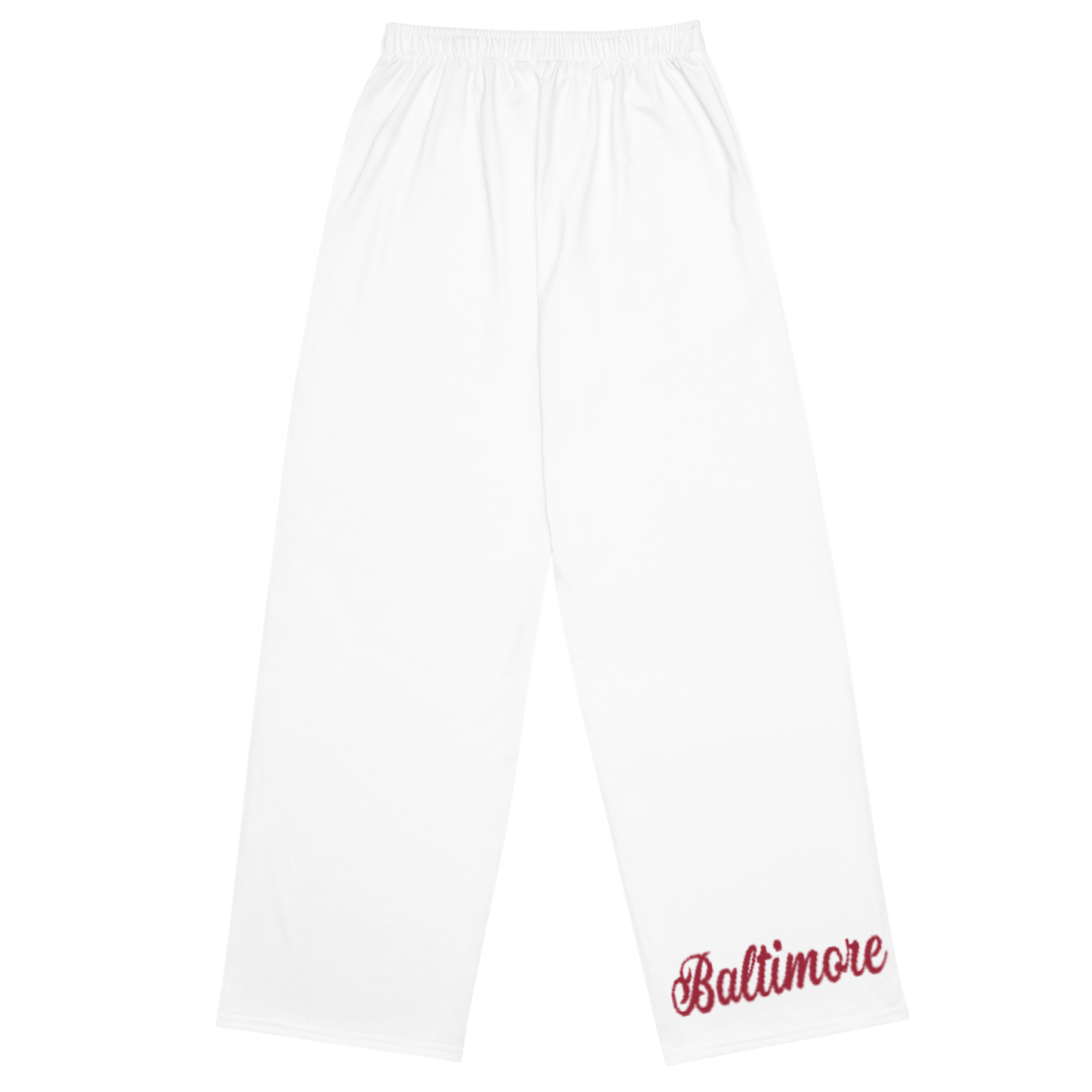 Baltimore White and Red Unisex Wide-Leg Pants