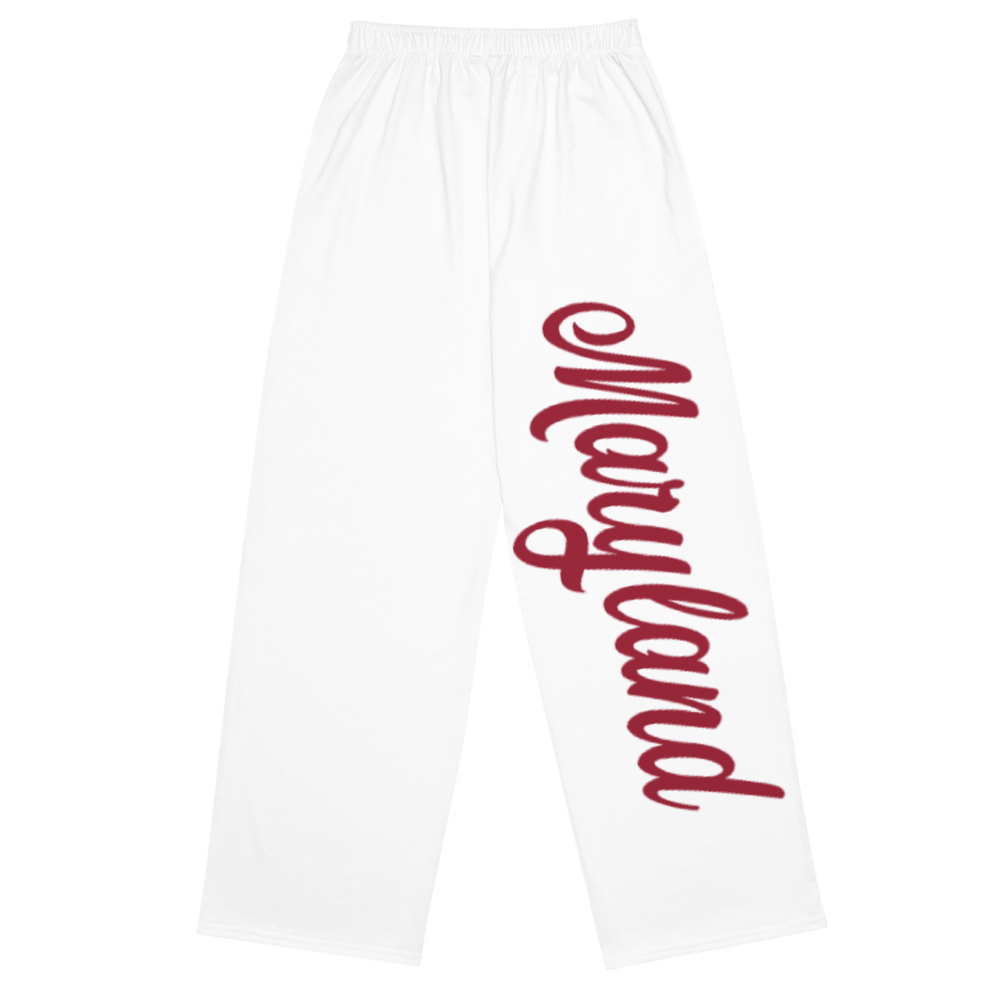 Maryland White and Red Unisex Wide-Leg Pants