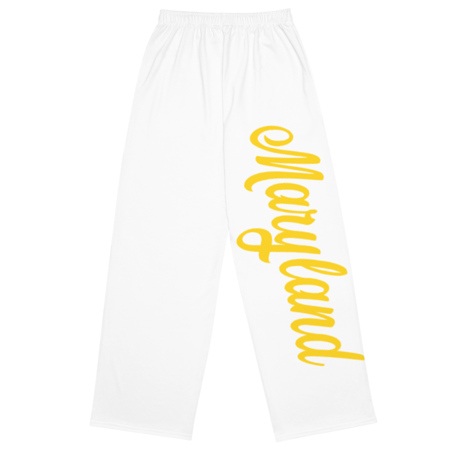 Maryland White and Yellow Unisex Wide-Leg Pants