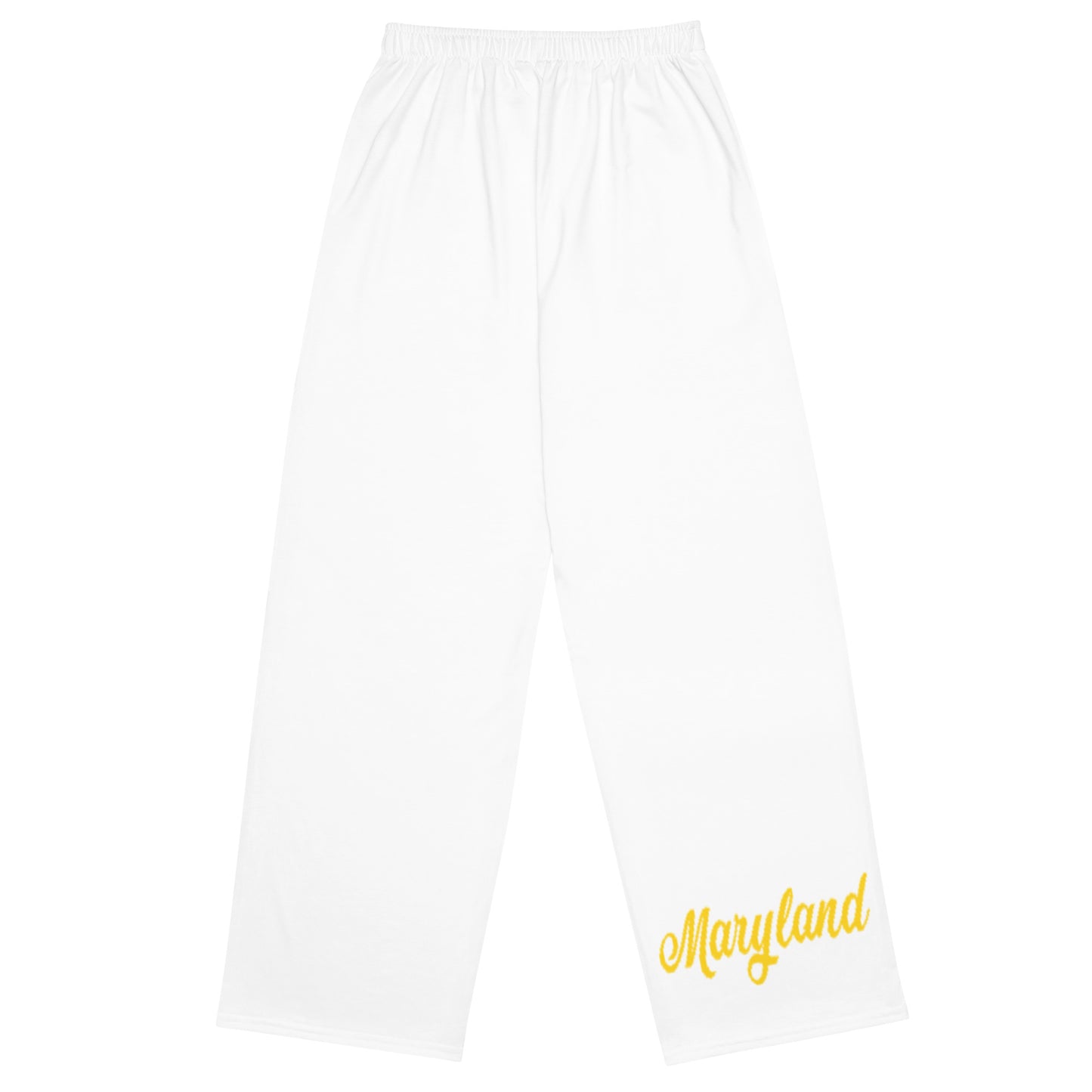 Maryland White and Yellow Unisex Wide-Leg Pants