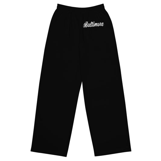 Baltimore Black and White Unisex Wide-leg Pants