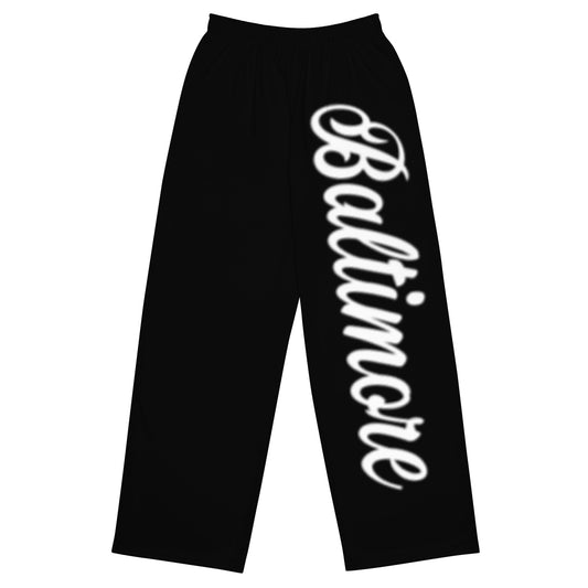 Pantalones anchos unisex Baltimore en blanco y negro