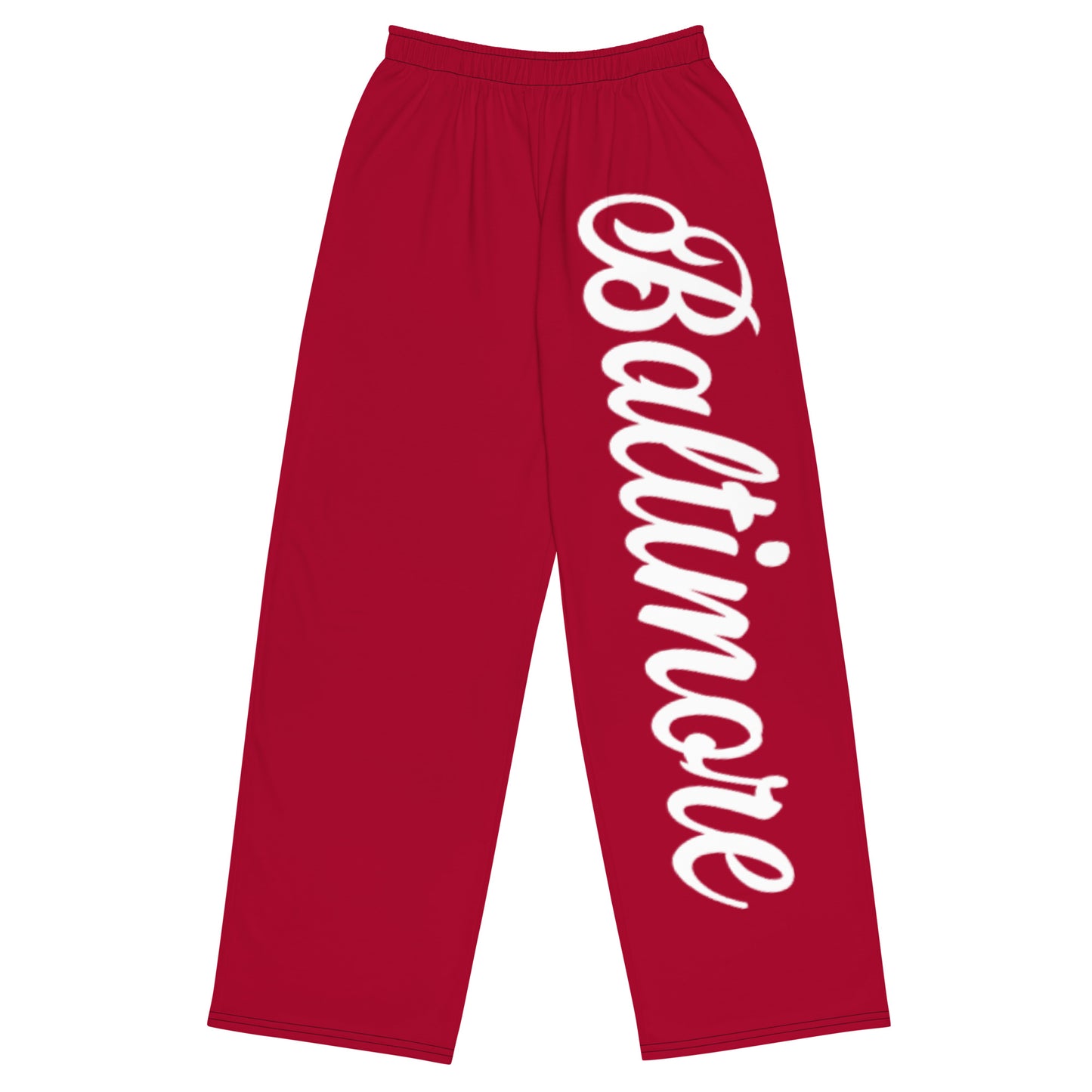 Pantalones anchos unisex de color rojo y blanco de Baltimore