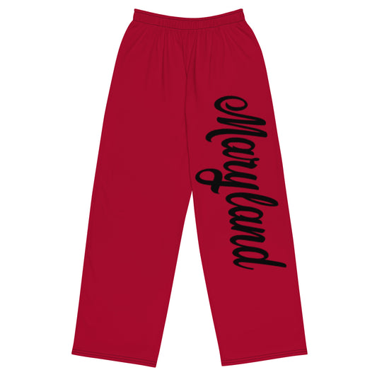 Maryland Red and Black Unisex Wide-Leg Pants