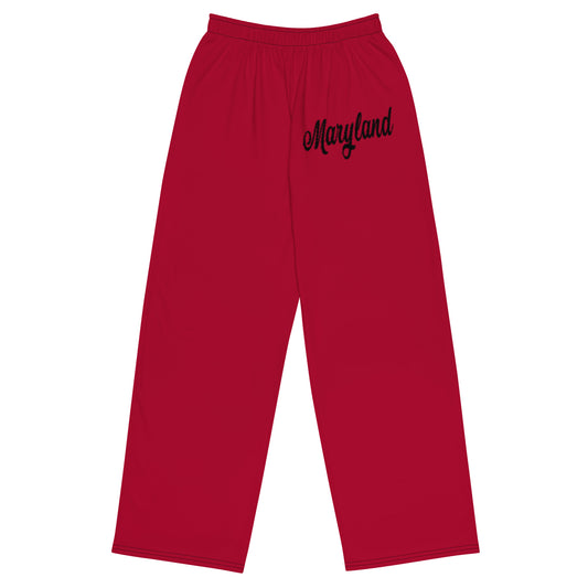 Maryland Red and Black Unisex Wide-Leg Pants