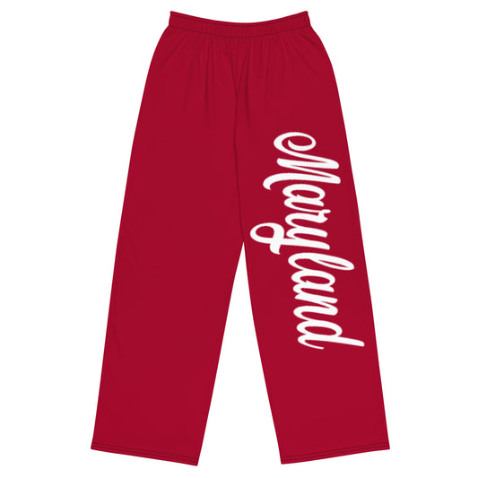 Maryland Red and White Unisex Wide-Leg Pants