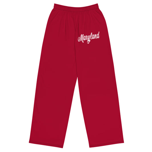 Maryland Red and White Unisex Wide-Leg Pants