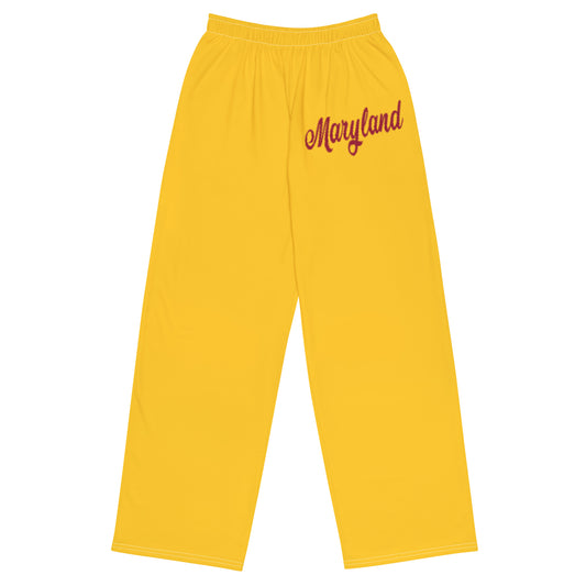 Maryland Yellow and Red Unisex Wide-Leg Pants