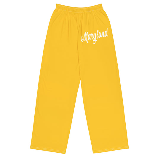 Maryland Yellow and White Unisex Wide-Leg Pants