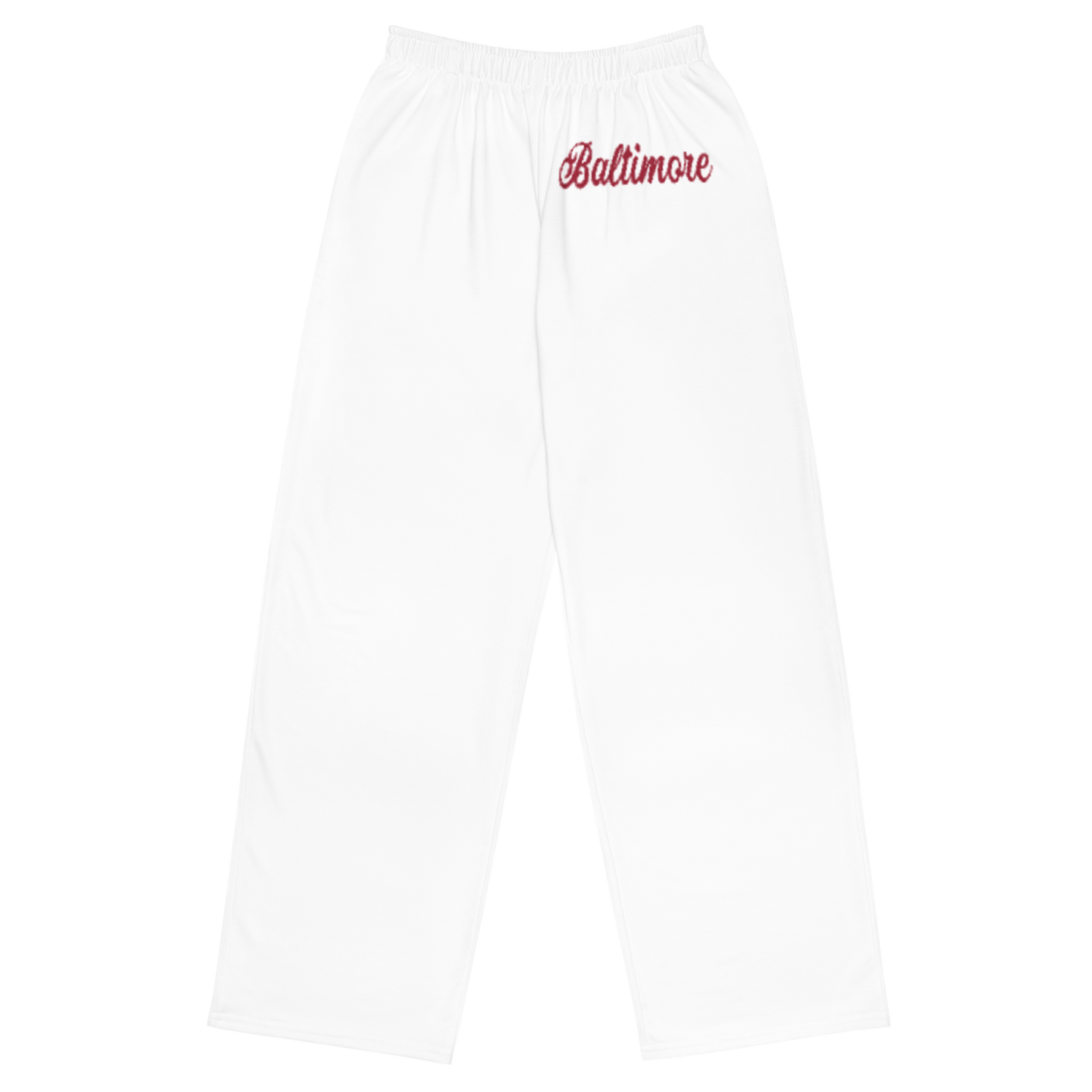 Baltimore White and Red Unisex Wide-Leg Pants